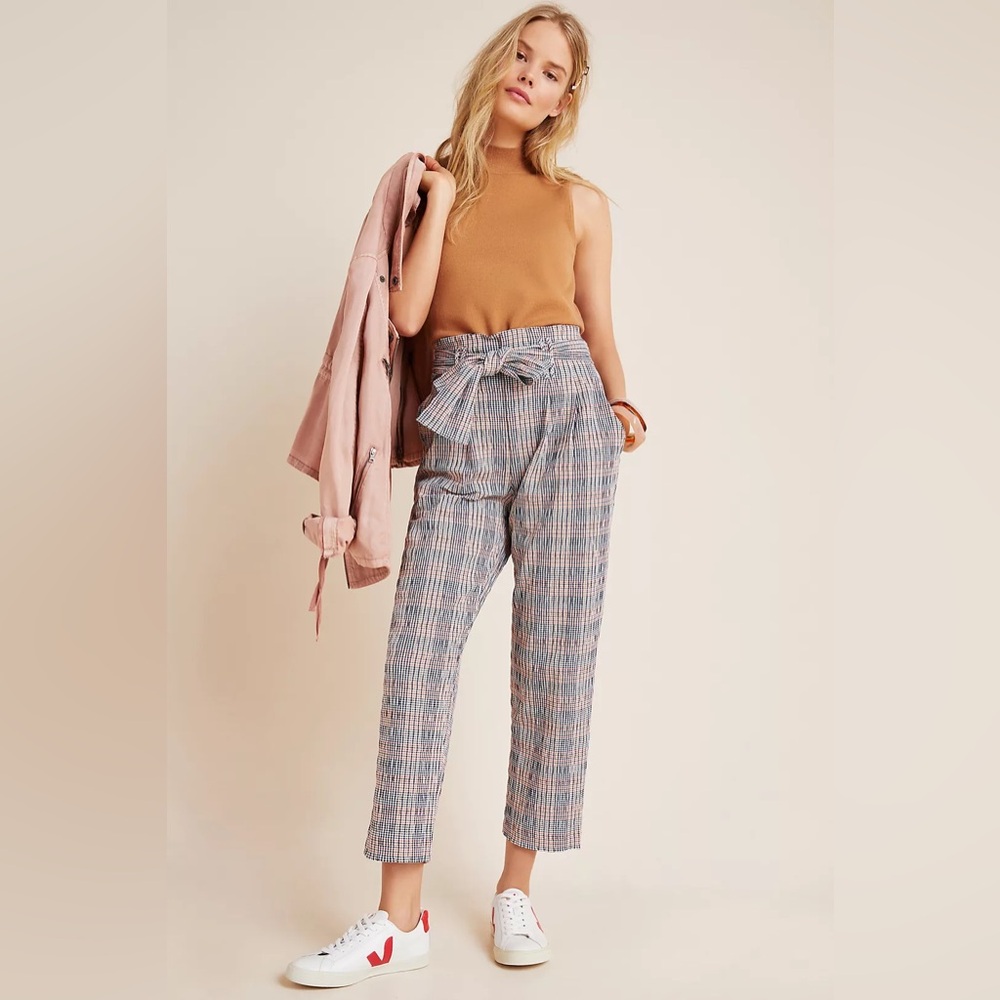 ANTHROPOLOGIE Hazelle Plaid Slim Cropped Pants‎ Size 0